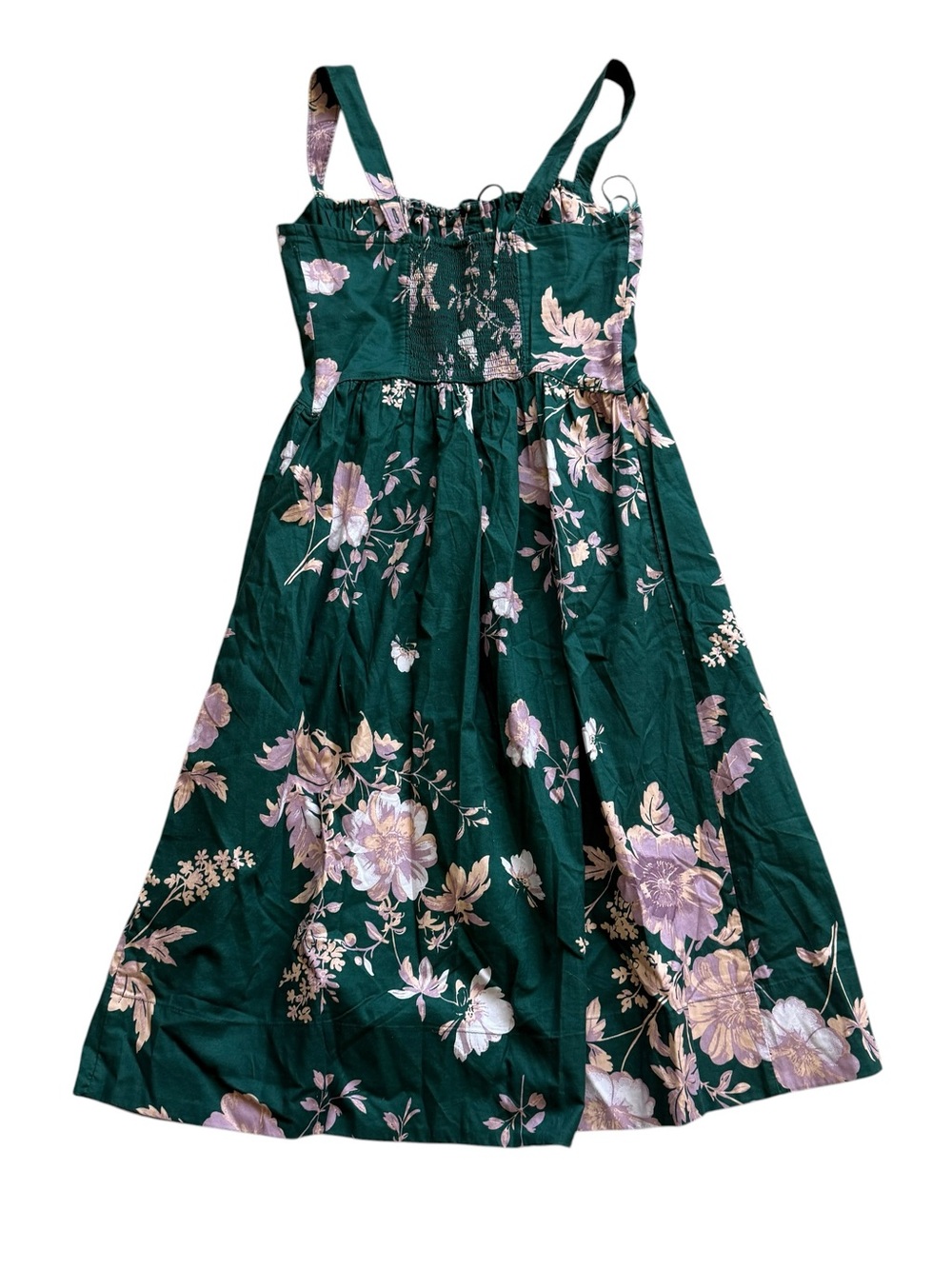 Free People Green Floral Corset Midi Dress S Cottagecore Slit Pockets Romantic - Picture 13 of 15